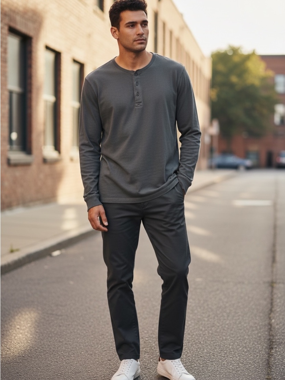 Brooks Brothers Men's Long-Sleeve Henley Shirt - Gray XXL